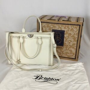 Brighton Jaxon White Leather Tote with Adjustable Straps